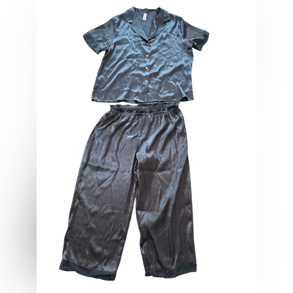 Lilac & London Women's M Satin Pajama Set - Black